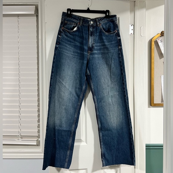 Zara Wide Leg Jeans Sz 10 fits Sz 8 - Picture 2 of 4